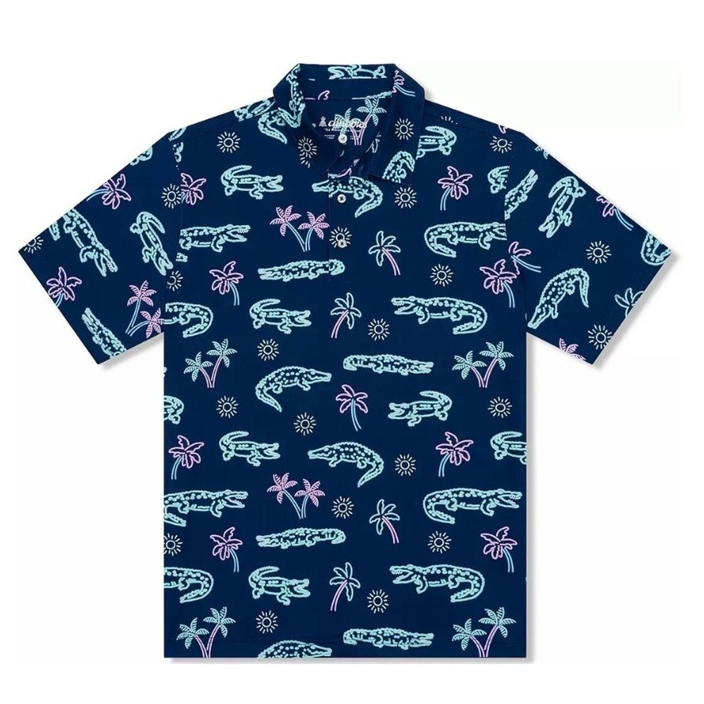 New Chubbies Men's Sm "The Neon Glades" Performance Golf Polo Shirt (MSRP $60)